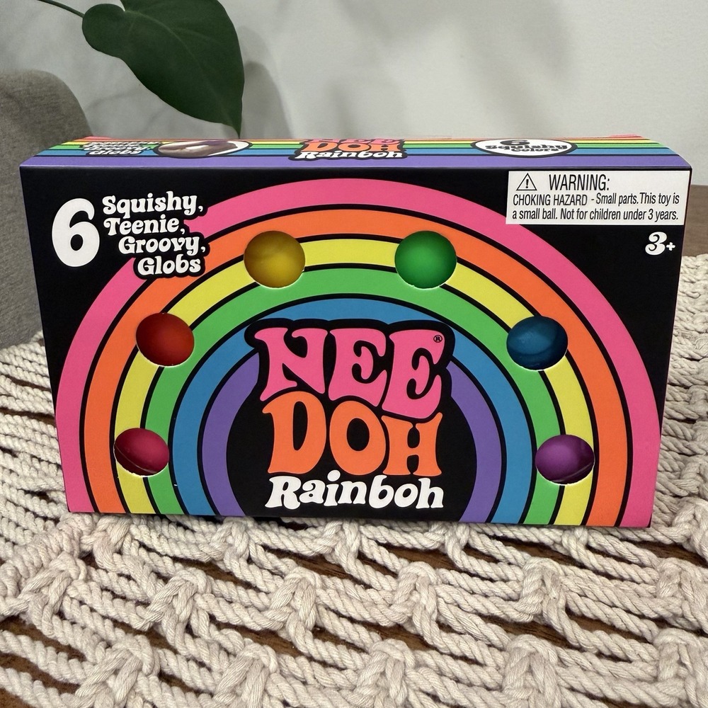 NeeDoh Rainbow Rainboh Teenie Globs 6 Pack Schylling Fidget Squishy Toys NEW